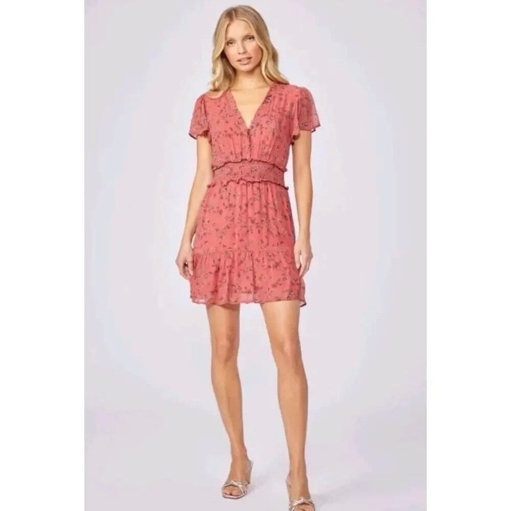 🍎 Paige "Giannina" 100% Silk Floral Boho Mini Dress XS 🍎